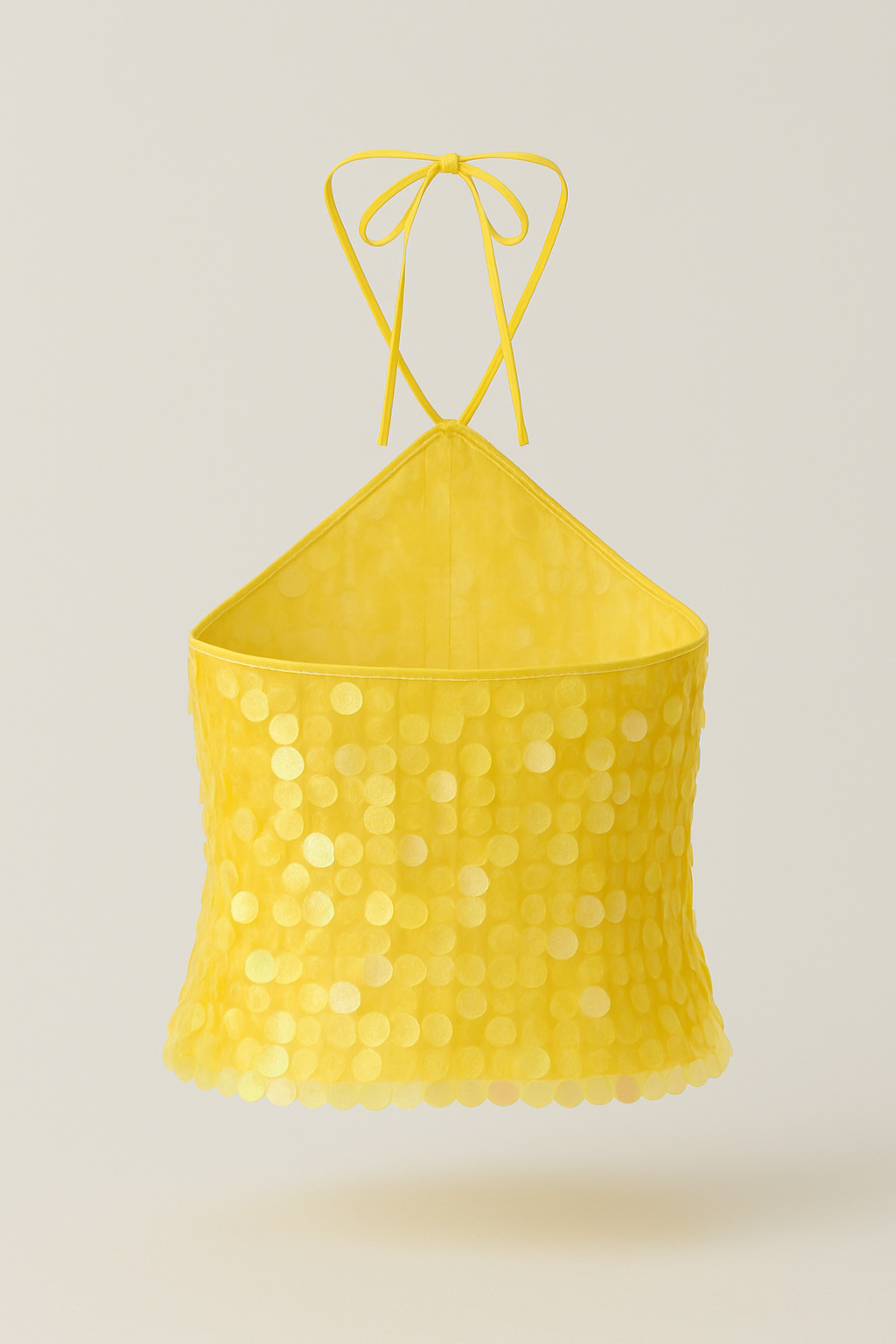 Yellow Sparkle Sequined Halter Top