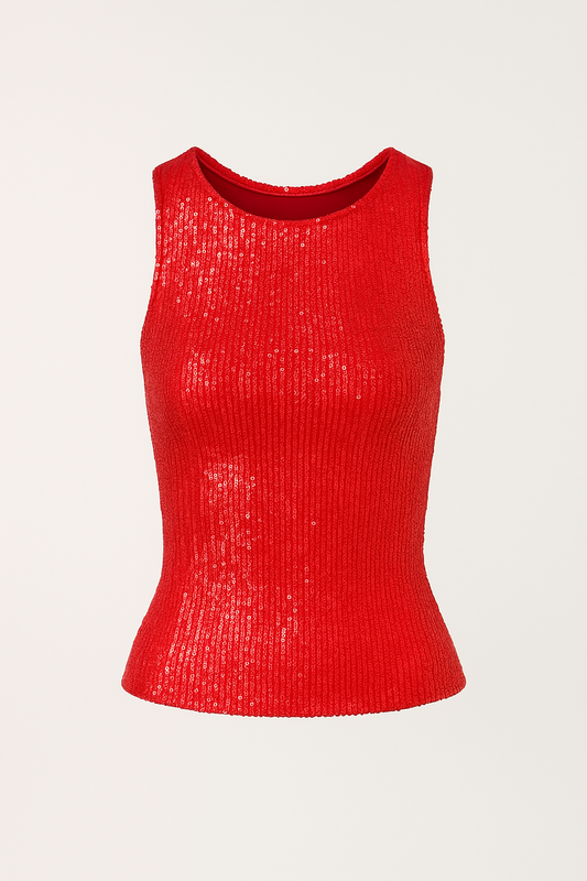 Red Sequin Crop Tops